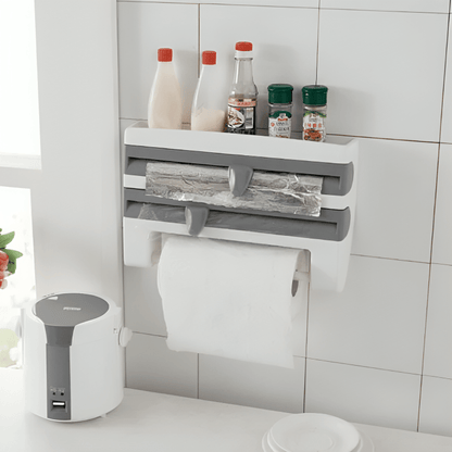 Wall-Mounted Wrap Cutter And Paper Towel Rack
